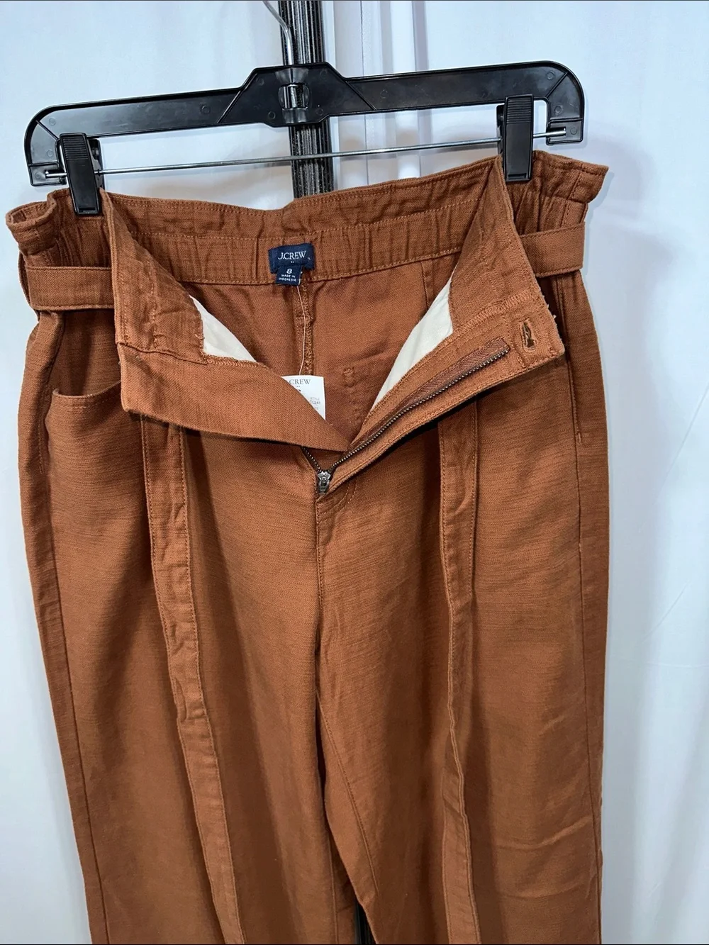 J. Crew Rust Brown Paperbag-Waist Wide Leg Pants
